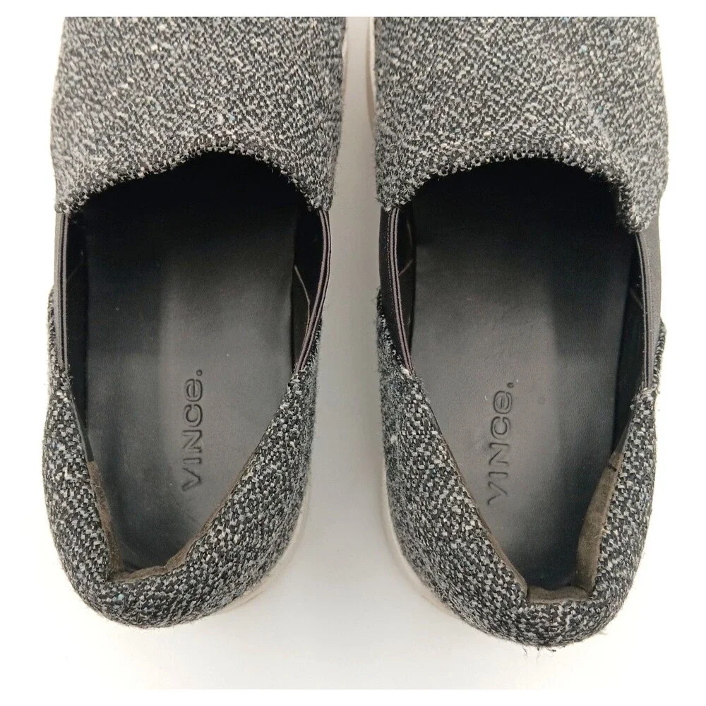 Vince Warren Sneakers Shoes Wm 8.5 Gray Tweed Slip On Platform Nautical Preppy